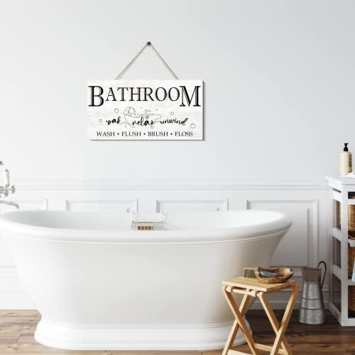 שלטי אמבטיה תפאורה לקיר בית חווה, שחור שחור לבן מצחיק שלט אמבטיה, 12 x 6 אמנות קיר אמבטיה, שלט כפרי שלט חדר אמבטיה