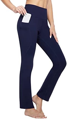 מכנסי יוגה בלף עם כיסים לנשים 29 / 32 ברגל ישרה מותניים ברגל גבוהה מכנסי אימון מזדמנים מכנסיים