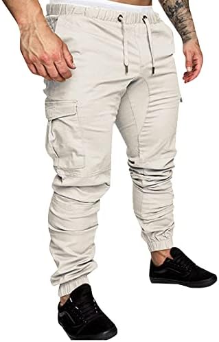 מכנסי מטען של Jorasa Mens Plus Plus גודל מכנסי טרנינג רזה משוררת מכנסי עבודות מותניים אלסטיים מכנסי טיול חיצוניים עם כיסים