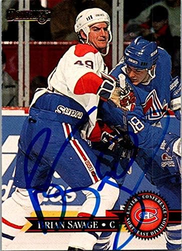 מחסן חתימה 653885 בריאן סאבאג 'כרטיס הוקי חתימה - מונטריאול קנדינס, FT 1995 Donruss - No.20