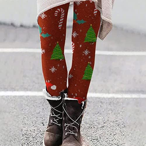 חותלות מכוערות לחג המולד לנשים איש שלג חמוד הדפסים לחג מפלגת חג מכנסיים במותניים גבוהות בחורף תחתיות תרמיות