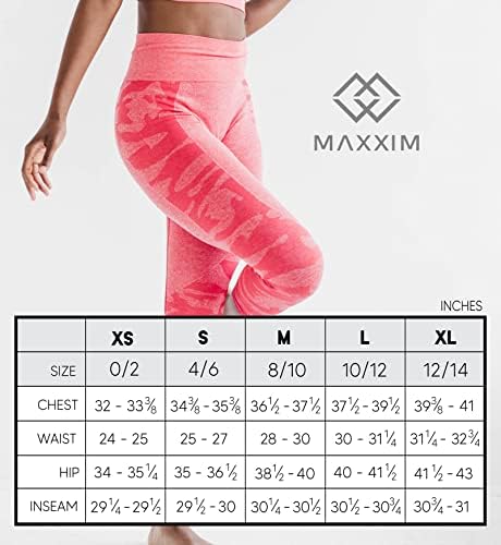 Maxxim Womens Butt הרמת חותלות חלקות עם מותניים גבוהים לאימוני כושר, יוגה, ריצה, פעילות גופנית