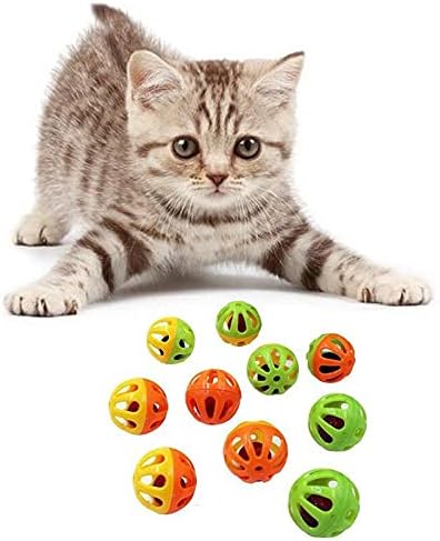 ZBORO 10 PCS צבעוני חתול פעמוני פלסטיק כדורים משחקים משחקי חתלתול כיף חיות מחמד כדורים אימונים אינטראקטיביים חתול צבעים מעורבים 20-16461