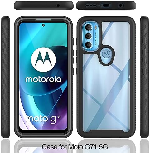 מארז טלפון כיסוי הגנה מלאה תואם ל- Moto G71 5G PC קשה+סיליקון רך TPU 3in1 כיסוי טלפון מגן אטום הלם עם שקיות מגן על מסך מגע מובנה מגע