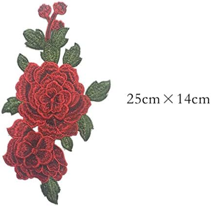 פרחים אדומים של Kesyoo 3D טלאים רקומים ברזל על אפליקציות טלאי בגד תפירה ורדים פרחוניים לנשים שמלת כלה ילדה