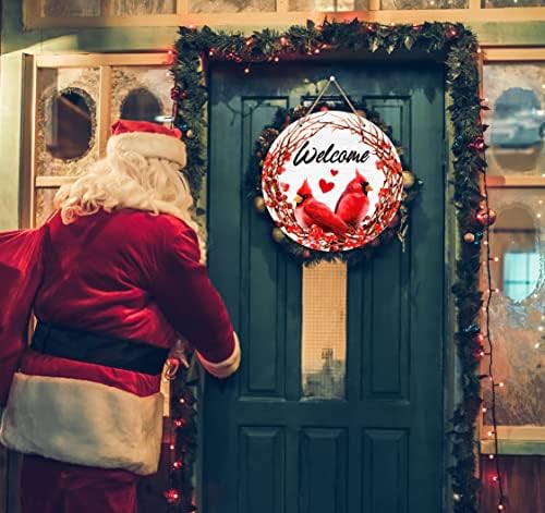 פטצ'י אדום קרדינל קבלת פנים דלת קישור קישוטי חג המולד 11.5 זר חג מולד לדלת הכניסה קרדינל שלט תלייה לחג המולד בית קיר קיר קיר קיר מקורה