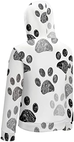 כלב הדפסת כפת שחור לבן נשים לרכוס נים חורף חם צמר חולצות ארוך שרוול קטיפה מעיל עם כיס