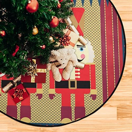 מפצח אגוזים מוזהב מחצלות עץ חג המולד חצאית עץ אטום למים, ברכת חג המולד עץ חג המולד עץ עץ מגש מחצלת כרית מגן רצפה לקישוט מסיבות חג 28.3