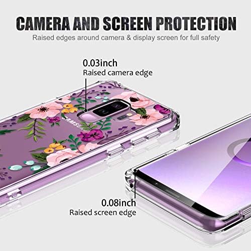 Luhouri Samsung Galaxy S9 Plus CASE ברור עם עיצוב לנשים בנות, כיסוי מחשב קשה אטום הלם ופגוש TPU רך דק כושר טלפון מגן לגלקסי S9+ פלוס פריחת