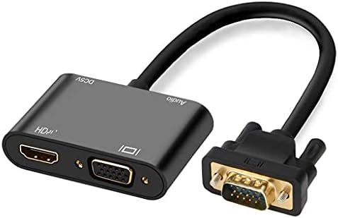 HGVVNM VGA ל- HDMI 3 ב 1 מתאם מפצל תצוגה כפולה עם ממיר שמע 3.5 ממ עבור מקרן מחשב HDTV Multiport