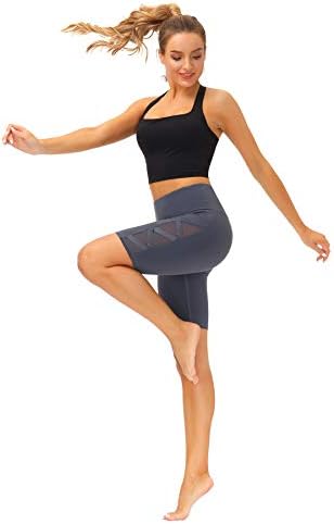 רומאנסונג חותלות רשת לנשים מכנסי יוגה עם כיס, ללא רעיון קפרי בקרת בטן גבוהה במותן 4 דרך מתיחה
