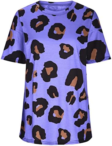 צמרות טוניקה לנשים 2023 אופנה קיץ סוודר הדפסת נמר סוודר גדול עם שרוולים קצרים רופפים