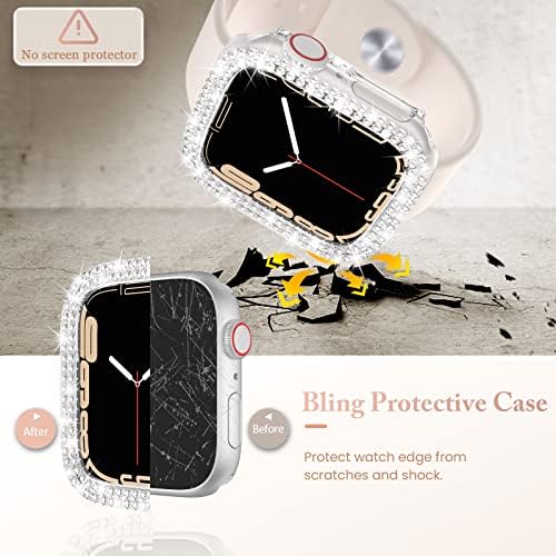 Goton Rhinestone Rhinestone Rhinestone Funper & 2-Pack Bling Case עבור Apple Watch Series 40 ממ SE/6/5/4, נשים נצנצים כיסוי פנים יהלום