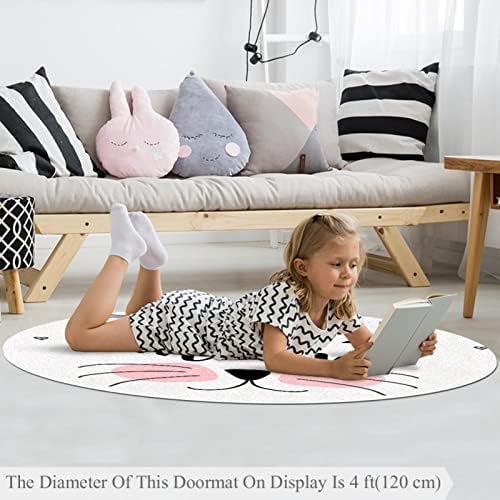 Llnsupply ילדים שטיח 4 רגל שטיחים באזור עגול גדול לבנות בנים תינוק - רקע חתול, עיצוב בית מתקפל משחק מחצלת מחצלת רצפת מחצלת