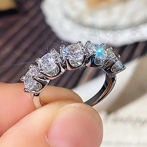 קלואדה גדול רונד יהלומי טבעת פשוט עבור נשים כסף טבעת כלה יהלומים אלגנטי אירוסין חתונה טבעת לקשקש תכשיטי עבור בני נוער
