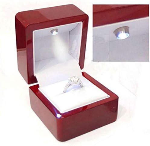 תיבת טבעת, טבעת אירוסין הוביל אור אחסון מחזיק תצוגת מקרה תכשיטי אריזת מתנה עבור מטבע, תכשיטים, עגיל טבעת לחתונה, מתנה