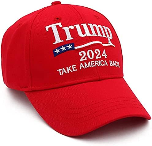 טראמפ 2024 כובע דונלד טראמפ האטייק אמריקה חזרה כובע עם ארהב דגל רקמת מתכוונן בייסבול כובע