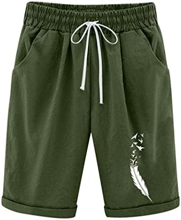 RBCULF מכנסיים קצרים בקיץ אופנת קיץ מודפסת כותנה פשתן ספורט מזדמן פלוס בגודל חמש נקודות מכנסי