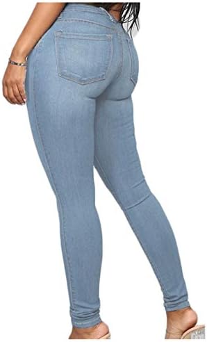 ג'ינס רזים של לריאה לנשים פלוס עיפרון מזדמן בגודל פלוס מכנסי מכנסיים למתיחה בגודל