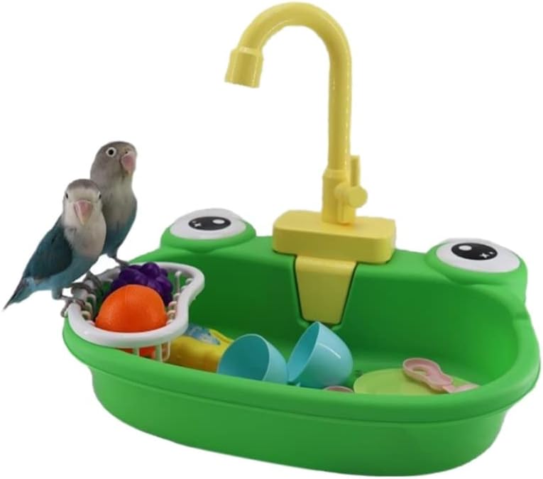 אמבט אמבטיה של ציפורים WXBDD עם ברז מצחיק תוכי חיות מחמד מצחיק כלים לניקוי מקלחת בריכה כילס ילדים בידור צעצועים חינוכיים