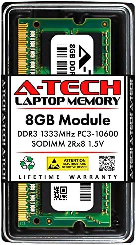 זיכרון זיכרון A-Tech 8GB עבור HP/Compaq Elitebook Folio 9470M-DDR3 1333MHz PC3-10600 NON ECC SO-DIMM 2RX8 1.5V-מחשב נייד יחיד ומחברת