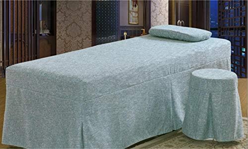 ערכות גיליון שולחן עיסוי בצבע אחיד, כיסוי מיטת יופי תפור כותנה כיסוי מיטות סלון פשוטות רכות-190x80 סמ
