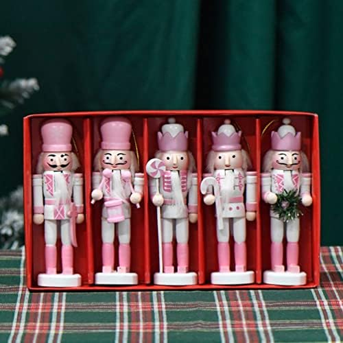 5 יחידות חג המולד מפצח אגוזים דמות עץ ורוד מפצח אגוזים חייל חג המולד מפצח אגוזים דמות עץ מפצח אגוזים צעצוע עץ חג המולד שולחן תליית קישוט