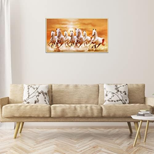 שבעה סוסי ריצה ציור בד ציור קיר אמנות תמונה לסלון משרד לקשט
