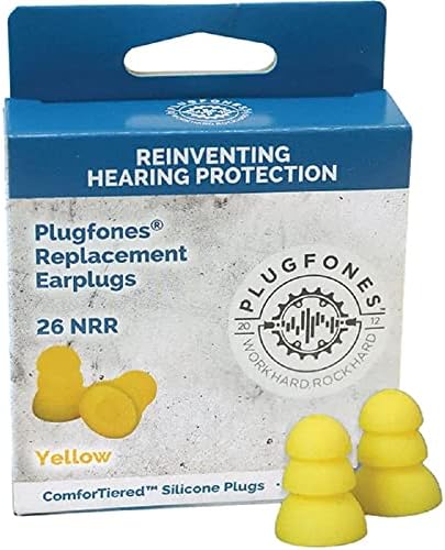 Plugfones prpsy10 prp sy10 קוממות סיליקון קוממה אטמי אוזניים 10/pkg 5 pa, צהוב