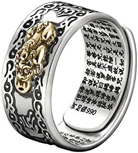 פנג שואי פיקסיו מנטרה הגנה עושר טבעת אמולט פי שיו מתכוונן טבעת לגברים ילד נשים בנות יום אב אמא של יום