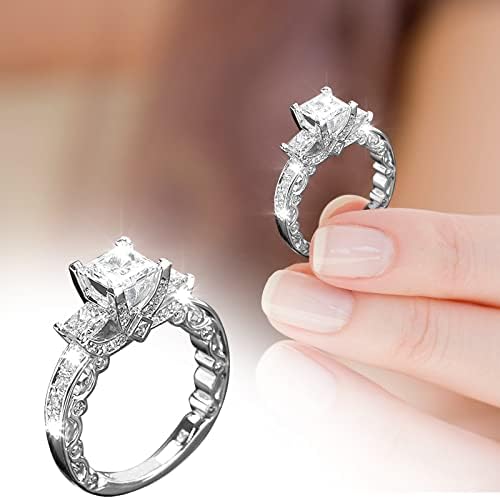 שרשרת טבעת לנשים טבעות סט גודל 7 יהלומי טבעת פופולרי מעודן טבעת פשוט תכשיטים פופולרי