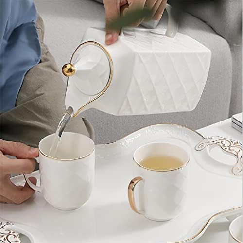 UXZDX ARGYLE דפוס קרמיקה לבנה סט תה אחר הצהריים תה תה תה על כוס תה בית ציוד.