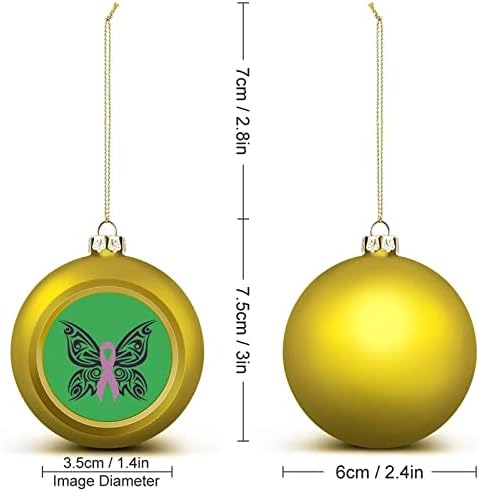 מודעות לסרטן השד פרפר כדורי חג מולד קישוטים אטומים לקסמי עץ חג המולד קישוט תלייה