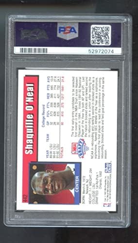 1992-93 Hoops 442 Shaquille O'Neal Rookie RC PSA 10 כרטיס כדורסל מדורגת NBA SHAQ ONEAL 1992-1993 92-93 GEM MT MINT