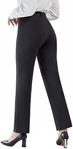 מכנסי שמלת שמלת נשים במכנסיים ישר מכנסי עבודות רגל ישר מכנסי יוגה מזדמנים עם כיסי רוכסן