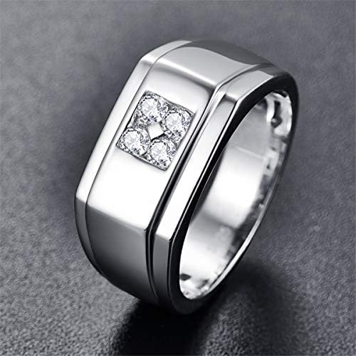 בונלבי 10 ממ 925 כסף סטרלינג טבעת נישואין לגברים טבעת אירוסין מעוקב זירקוניה לחתוך עגול לגברים גודל 7-13