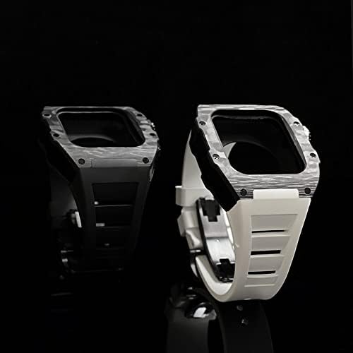 ערכת רצועת סגסוגת סיבי פחמן יוקרתית של Vevel Set for Apple Watch Series 8, 45 ממ פס גומייה DIY DIY Wezel Chovification עבור IWatch 7 6