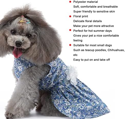 שמלת כלבים פרחונית כחול תכל