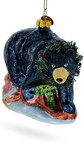 קישוט לחג המולד של זכוכית דוב שחור