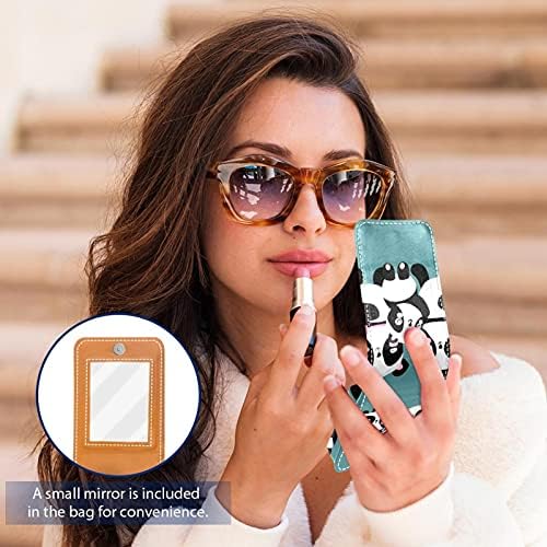 פנדה גלוס מחזיק שפתון מקרה נייד איפור תיק נסיעות שפתון ארגונית מקרה עם מראה מיני שפתון תיבת אחסון עבור נשים