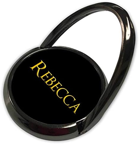 עיצוב אלכסיס של אלכסיס - שמות נשיות פופולריות בארצות הברית - רבקה שם אישה טרנדית באמריקה. צהוב על קמע שחור - טבעת טלפון