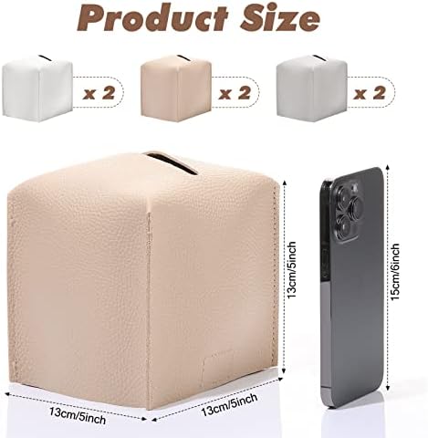 Meekoo 6 PCS כיסוי קופסת רקמות דקורטיבי מחזיק קופסת עור רקמות מחזיק רקמות מרובע מרובע רקמות מודרניות מארגן נייר פנים מתקן למשרד אמבטיה,