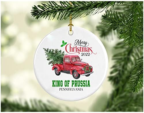 עץ קישוט לחג המולד חג שמח 2022 מלך פרוסיה פנסילבניה קישוט מתנה מצחיקה חג חג המולד כמשפחה די כפרית חג המולד הראשון בביתנו החדש MDF פלסטיק