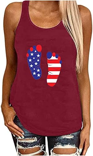 גופיות לנשים אמריקאיות דגל אמריקאי חולצות ללא שרוולים נערות נערות ארהב כוכבות ופסים חולצות טפטפות פטריוטיות