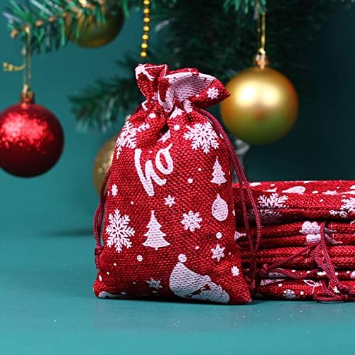 פתית שלג מתנת שרוך פשתן סוכריות פשתן כותנה כיס חג המולד תיק שקית אחסון בית אחסון וארגון