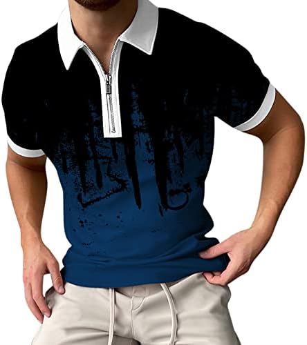 XXBR רוכסן חולצות פולו לגברים, קיץ פסים רזה בכושר שרוול קצר חולצה טופ חולצה מזדמנת עבור עבודה ללבוש מכנסיים קצרים מכנסיים קצרים מכנסיים