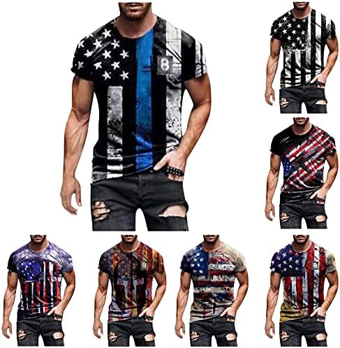 XXBR חולצות שרוול קצר לגברים, דגל אמריקאי של גברים הדפסים גרפיים חולצות פטריוטיות