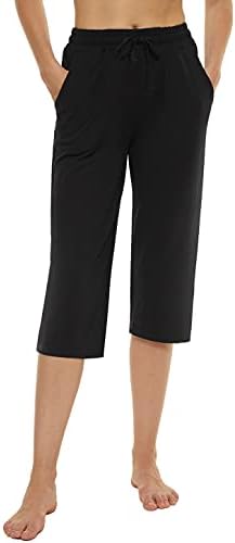 מכנסי יוגה רופפים של פיירו נעים לנשים מכנסי יבול רגל רחבים מכנסי יבול שולטים קפריס טרקלין קל משקל עם כיסים