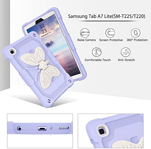 Duedue Samsung Galaxy Tab A7 Lite 8.7 אינץ 'כנפי פרפר קיקסטנד כבד חובה אטום הלם חמוד טבליות מגן מלאות לגלקסיה Tab A7 Lite 8.7 2021 ילדים,