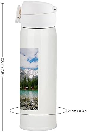 קנדה אוחרה אגם יוחו הפארק הלאומי עם הרים נוף טבע אמנות צילום נירוסטה בקבוק מים מבודד קפה ספל תה כוס תה לטיולי רכיבה על אופניים